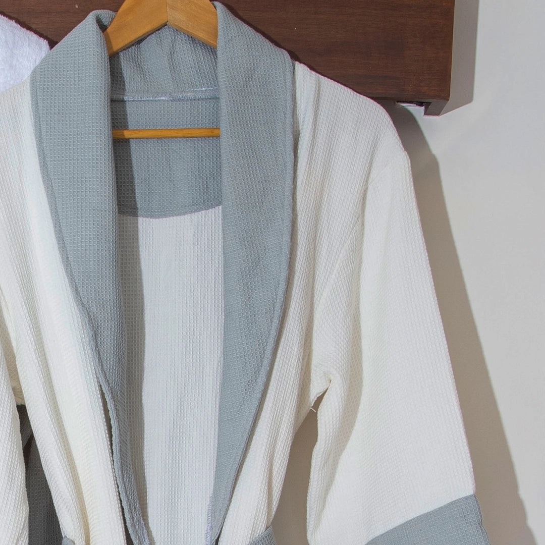 Cotton Micro Waffle Bathrobe | Shawl Collar