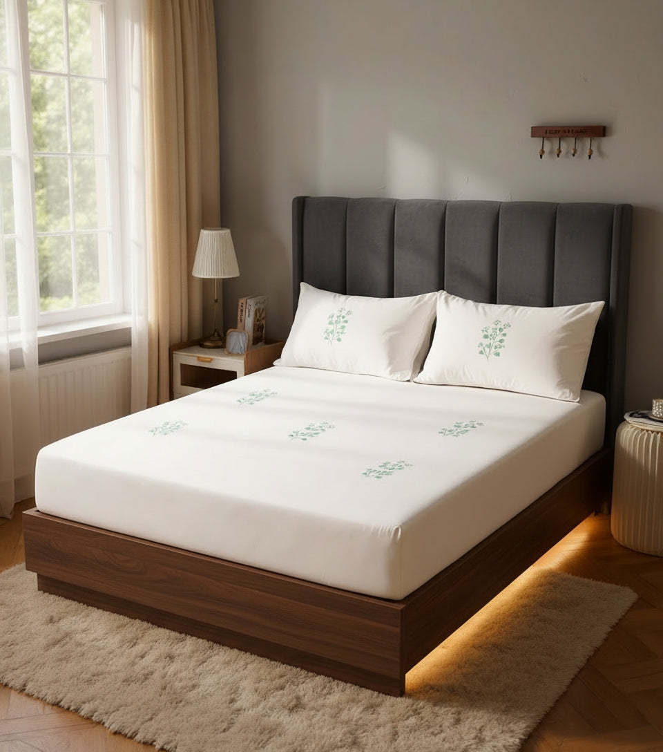 Aqua Glass | Cotton Sateen | 500 TC | Bedding