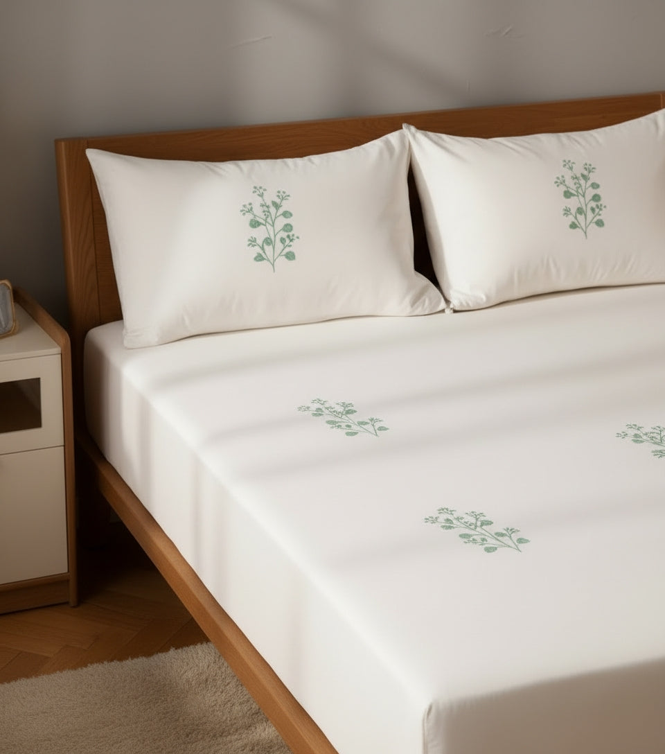 Aqua Glass | Cotton Sateen | 500 TC | Bedding