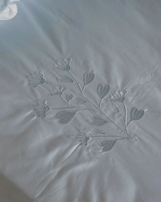 500 TC  Bedsheet Set with Self Colour Embroidery | Blue