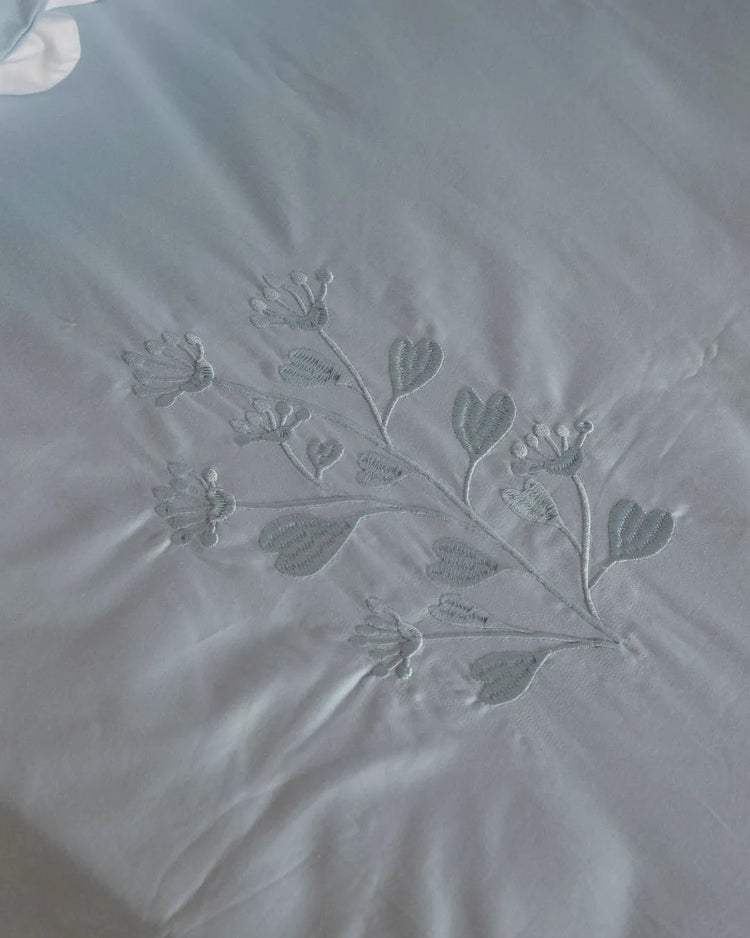 500 TC  Bedsheet Set with Self Colour Embroidery | Blue