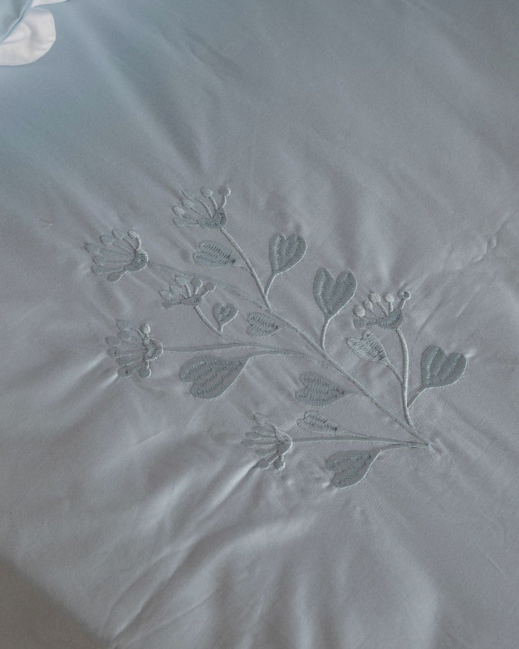 500 TC  Bedsheet Set with Self Colour Embroidery | Blue