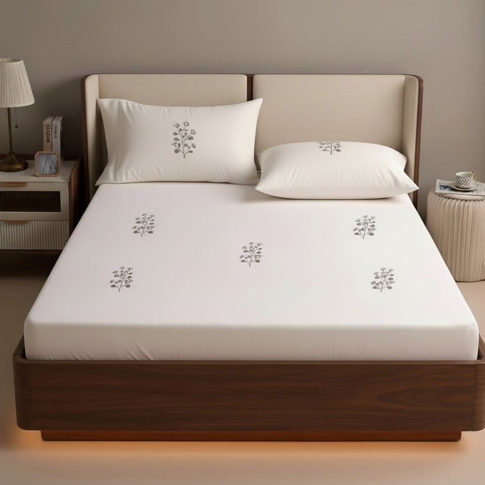 Pure White | Cotton Sateen | 500 TC | Bedding
